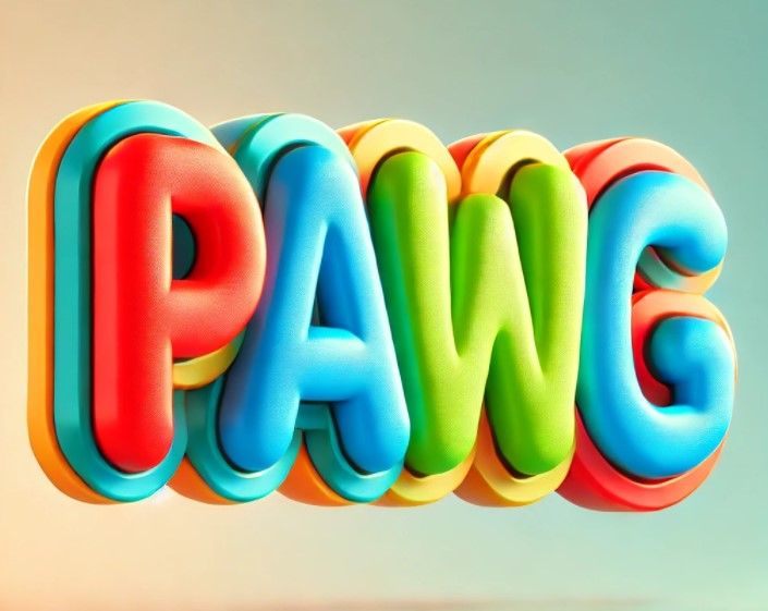 Vier Buchstaben PAWG in bunt